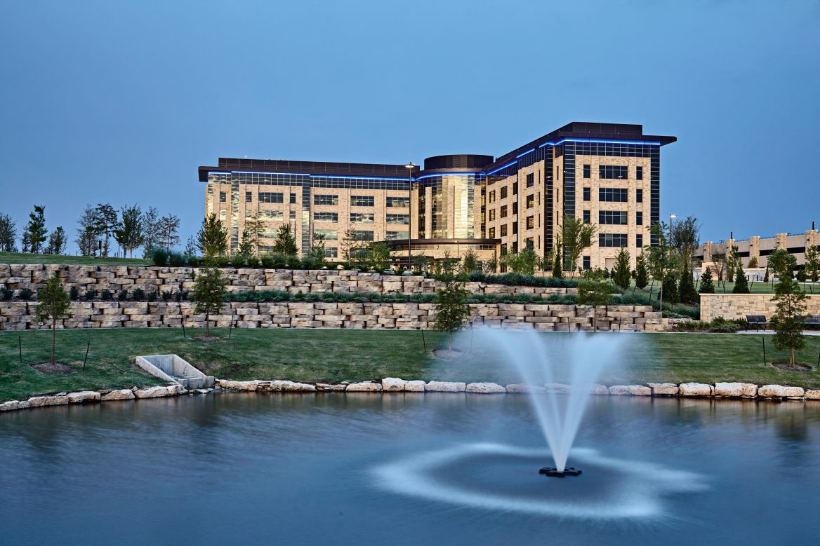 Unit Corporation Headquarters exterior view with fountain