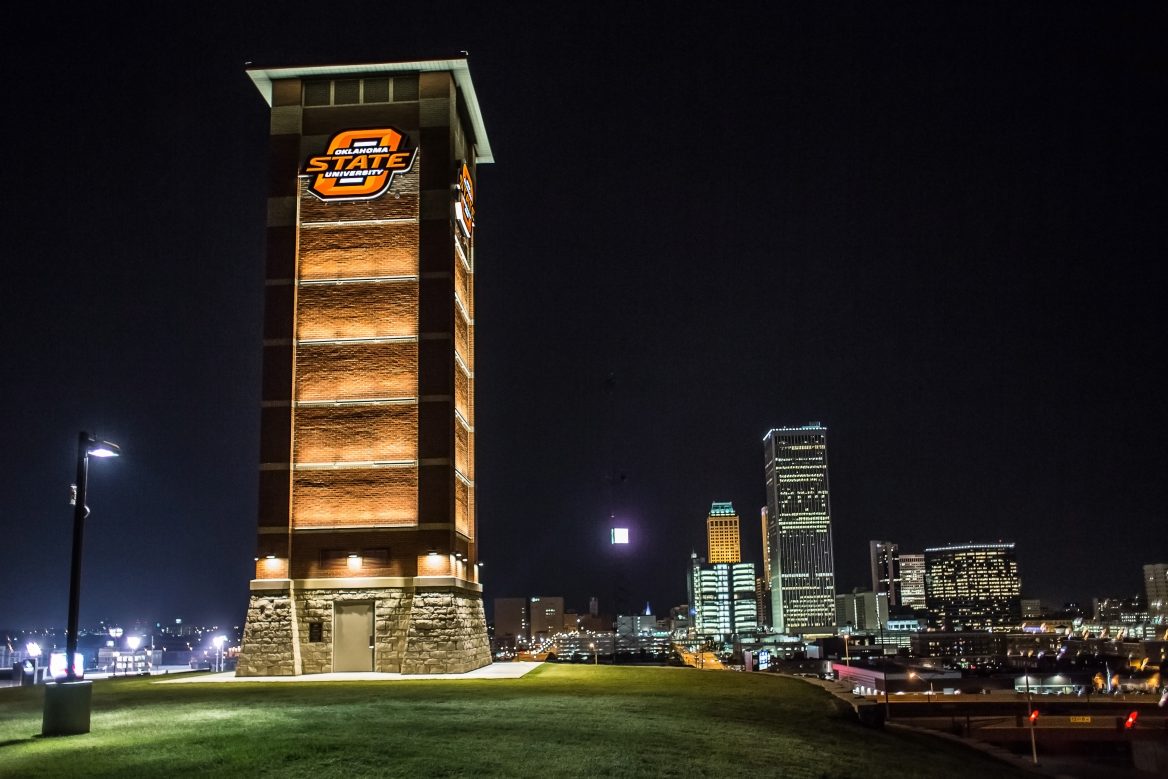 OSU Gateway at night